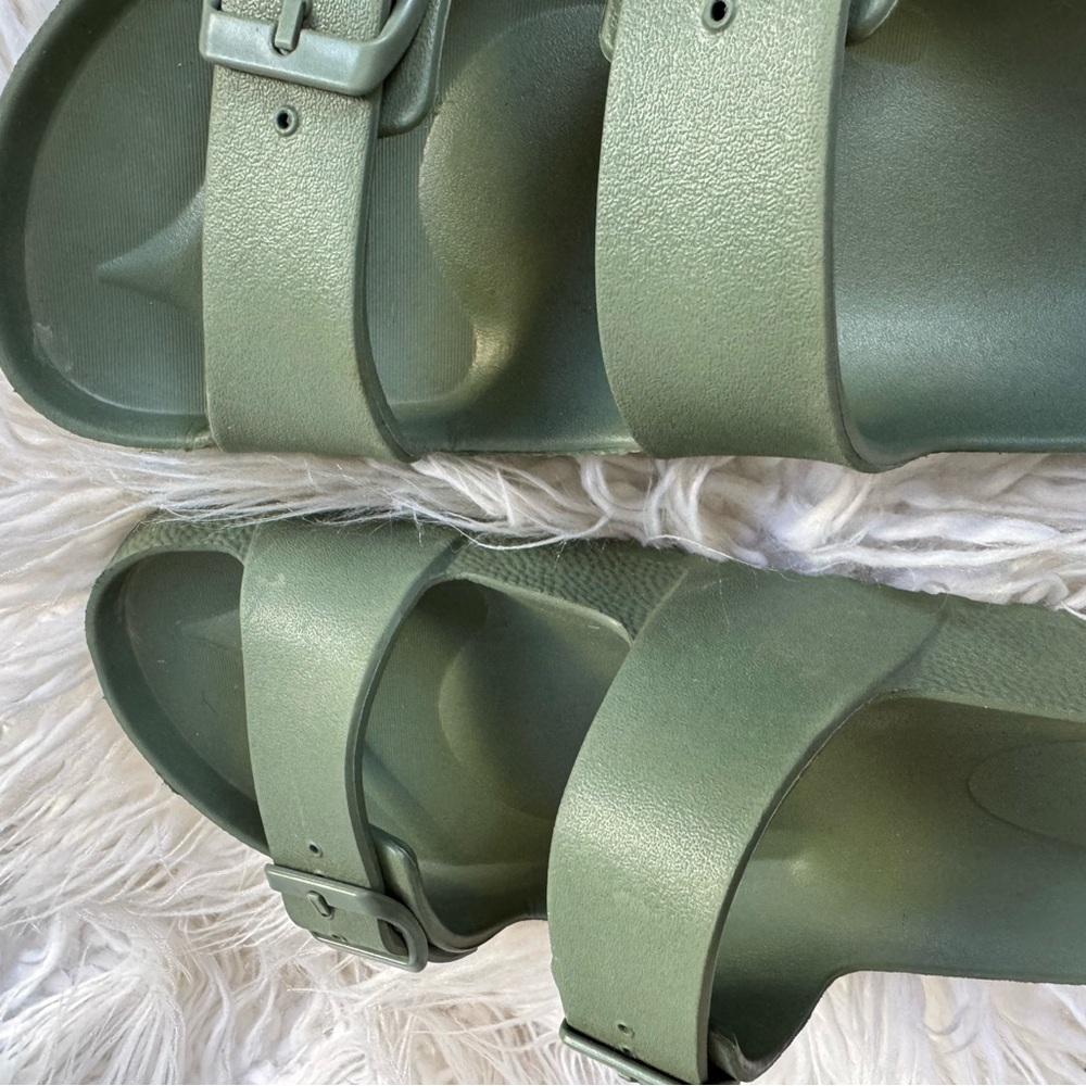 Olive Sage Green Slide Sandals - Picture 3 of 8